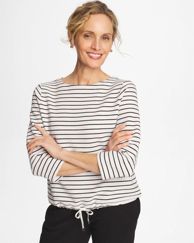 Zenergy Striped Ottoman Drawstring Top